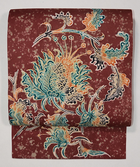 皆川月華作 花唐草文様名古屋帯