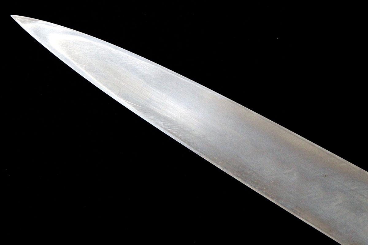 柳刃包丁 本焼 尺一 上下純銀黒檀柄 目釘留 黒檀鞘付 KN02-A8603-2L3D