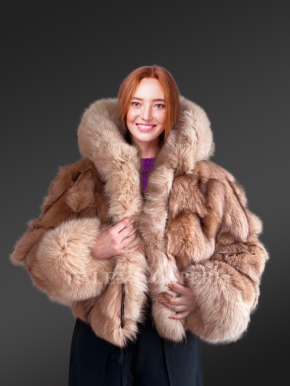 Womens Fox Fur Crop Jacket to Look Simply Sophisticated