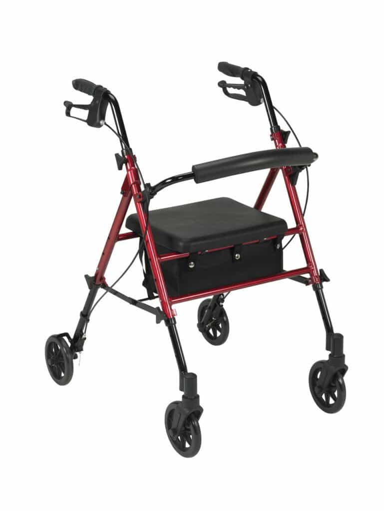 Adjustable Height Red Rollator with 6