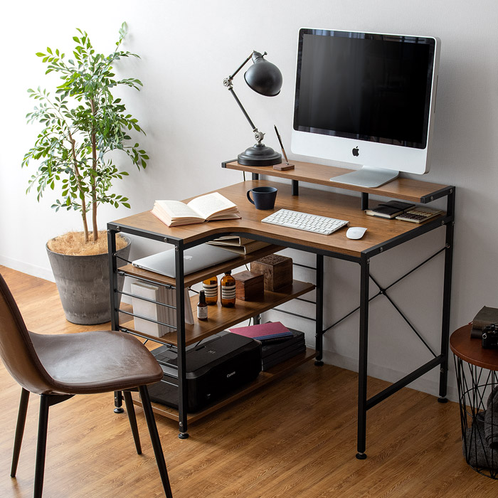 90cm幅タイプ] コンパクトL字デスク merrily(メラリー) ディスプレイ棚