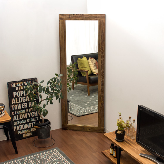 ヴィンテージウッドデザイン AL MIRROR 60×160cm | 家具・インテリア