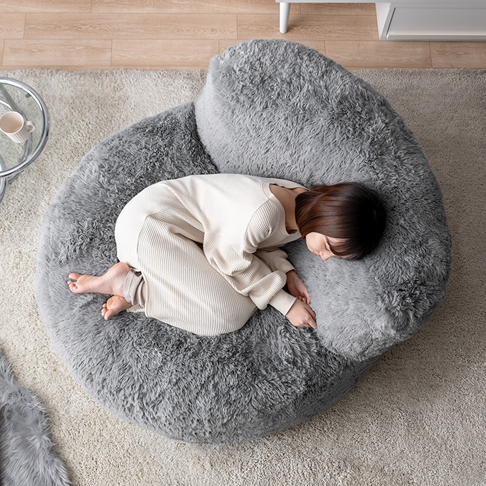 1人掛け クッションソファ まんまる極厚 背もたれ付き もちもち