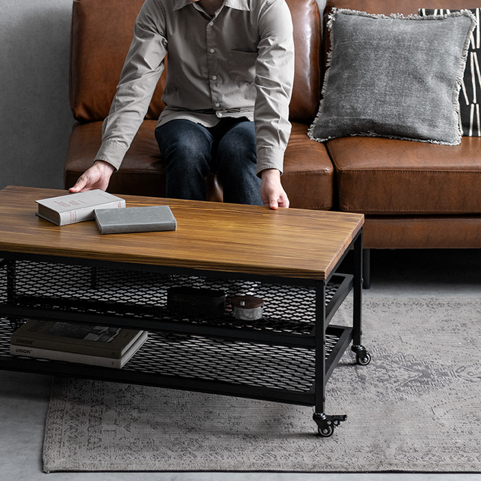 キャスター付きヴィンテージウッドテーブル Lewis(ルイス) | 家具