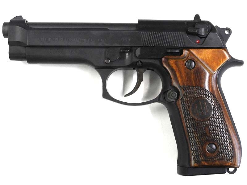 WA] ベレッタ M92FS カーボンブラックHW ロゴ入り木製グリップカスタム