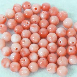 ピンクサンゴ 丸玉(片穴) 3.5-4.5mm - アサオ工芸オンライショップ