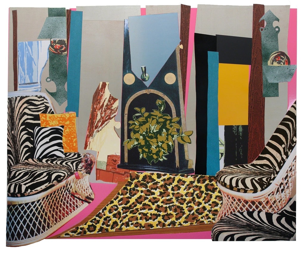 Interior: Zebra with Two Chairs and Funky Fur by Mickalene Thomas