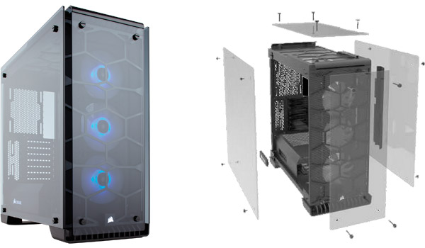 4面に強化ガラスパネルを採用し、優れたエアフロー効率と拡張性を実現