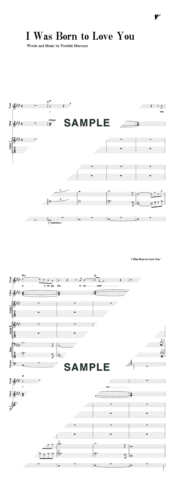 バンドスコア】I Was Born to Love You / Queen（クイーン） 提供