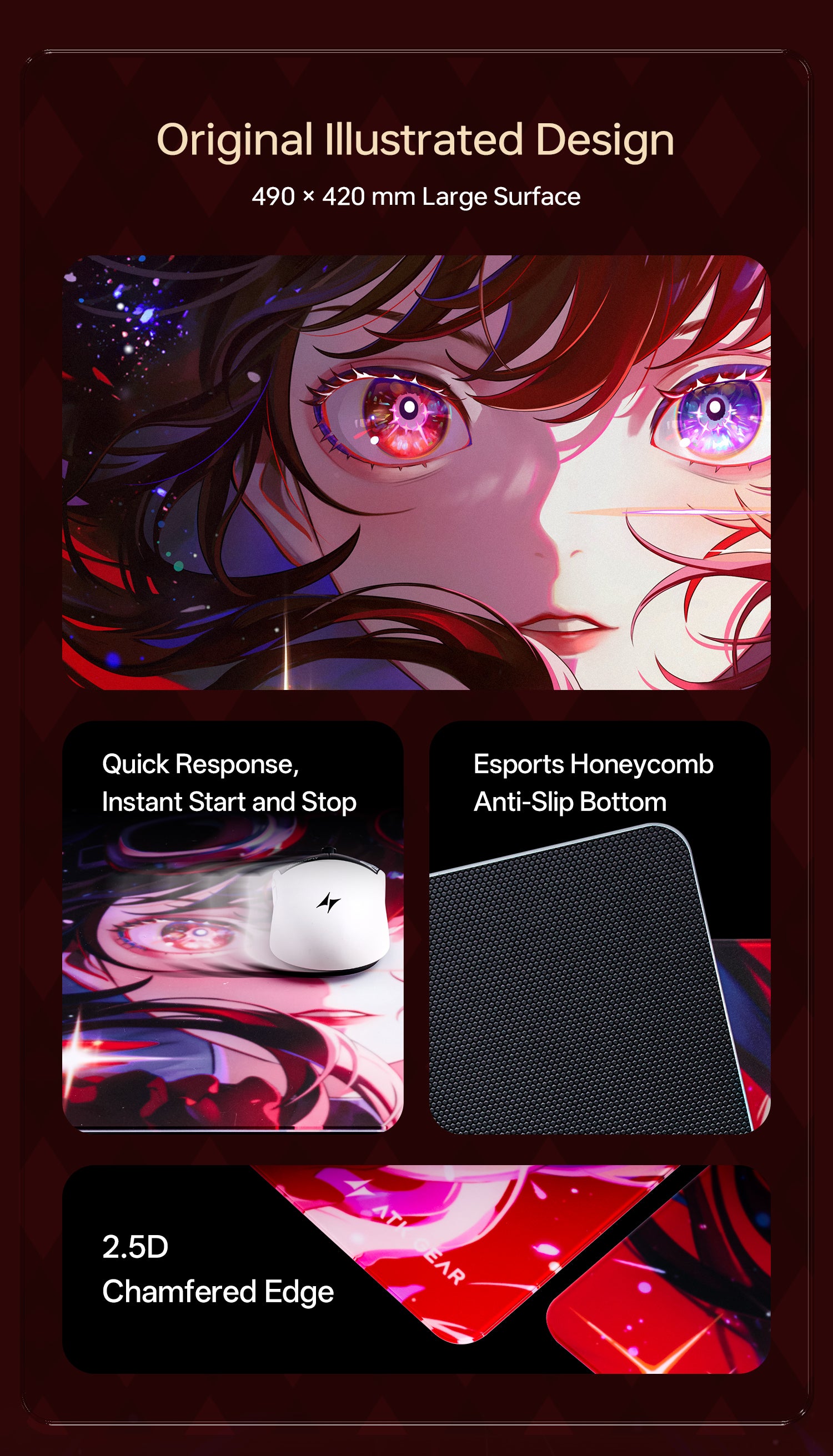 ATK Tempered Glass Mouse Pad - Crimson Limited Edition – ATK