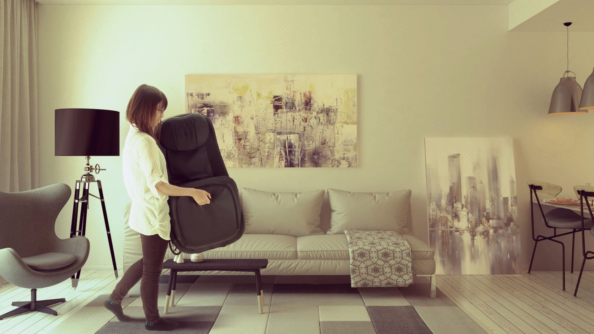 世界初の折りたたみマッサージチェアを9月13日発売！ 長年の研究で