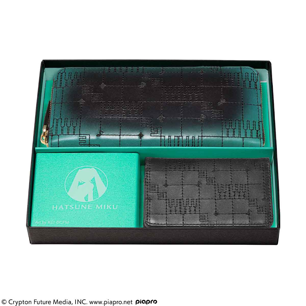 初音ミク』をイメージした スタイリッシュな本革財布と名刺入れが