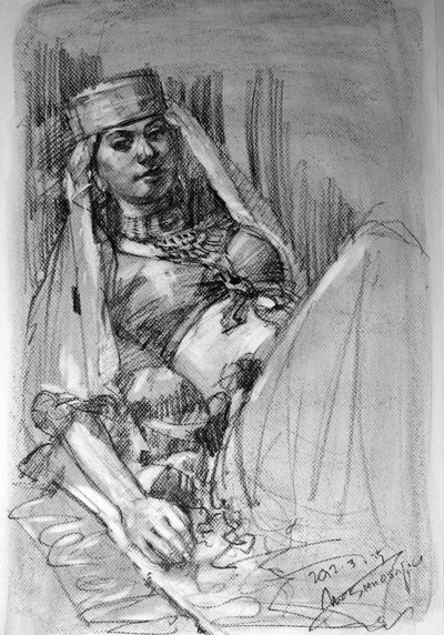 絵画教室あとれす横浜-木炭画講習