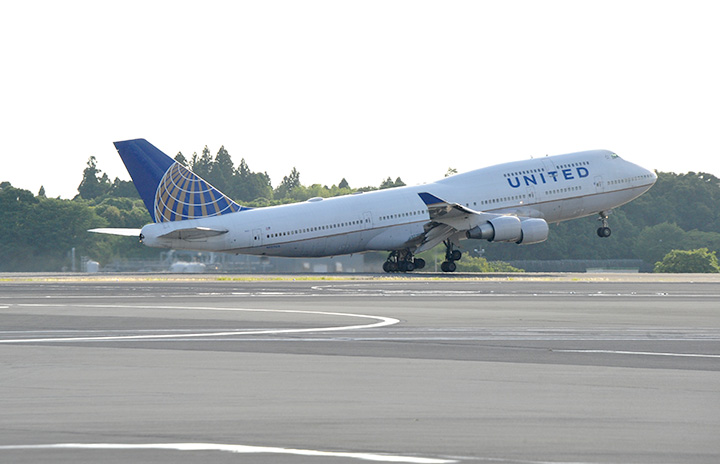 ユナイテッド航空の747、成田から日本最終便 サンフランシスコ行き