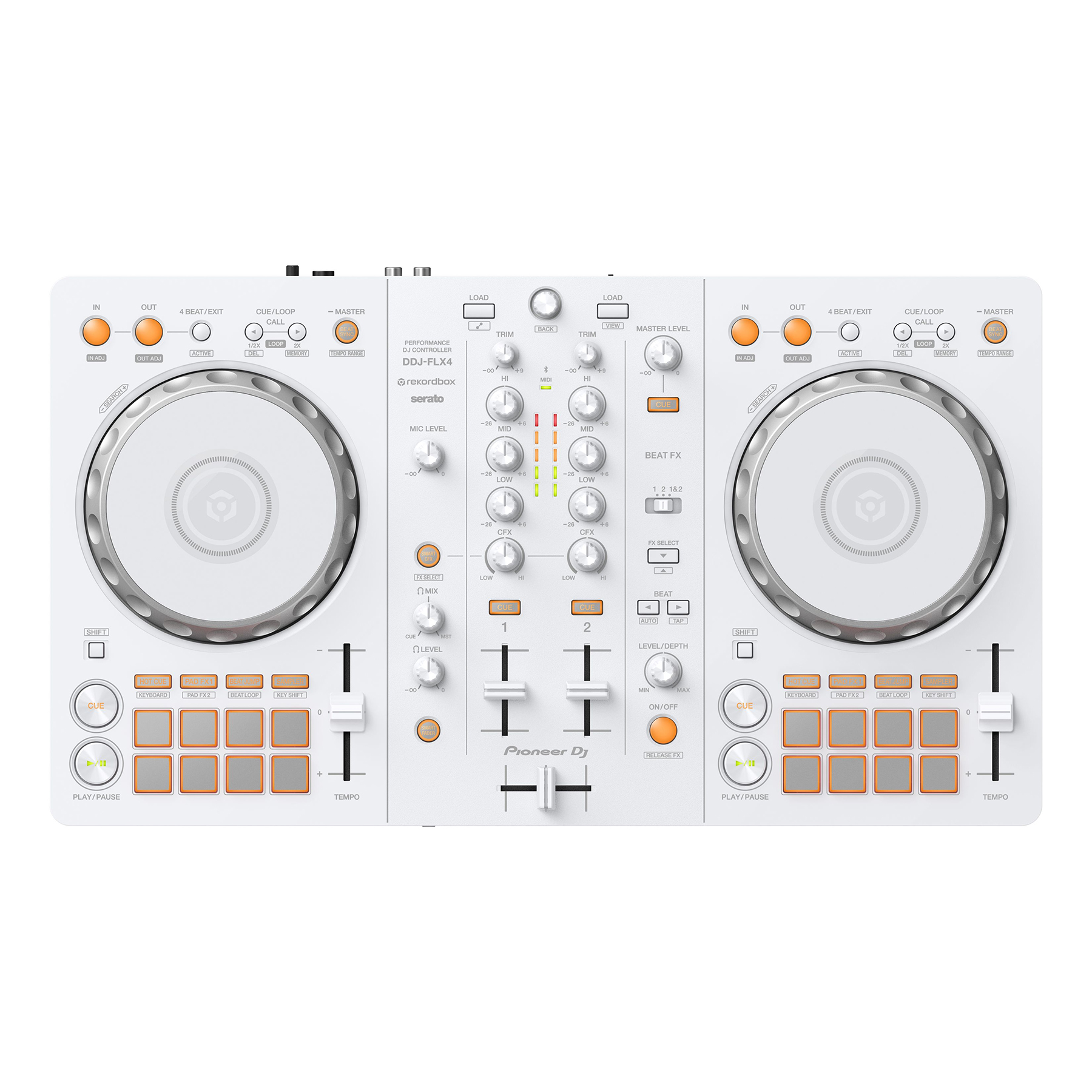 Pioneer DJ DDJ-FLX4-W and White EV Speakers Bundle | AVMaxx