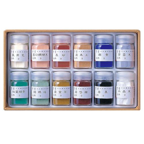 鳳凰]岩絵具12色セット(黄函D)天然 | マルニ額縁画材店