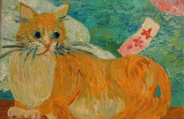 満月と猫～小さな灯の下で～」 by 三日月レモン｜Artmeter｜暮らしを