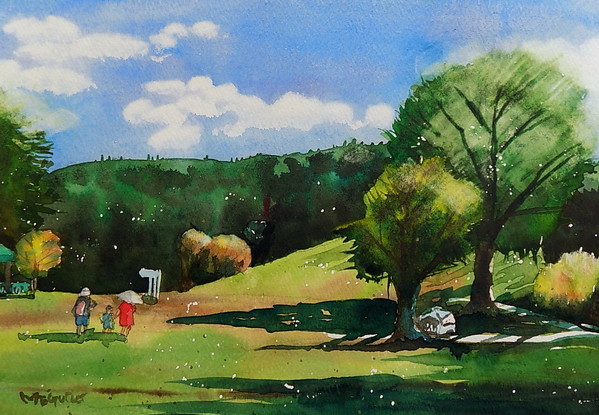 親子で遊ぶ公園風景」 by 山田太郎｜Artmeter｜暮らしを彩るアートが