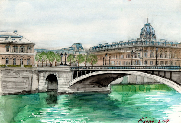 パリ ノートルダム橋」 by kuni｜Artmeter｜暮らしを彩るアートが