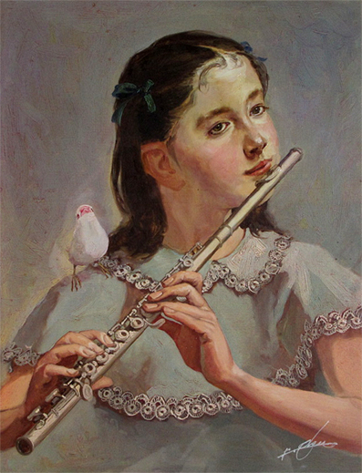 奥龍之介「フルートの少女」卸価格販売