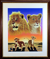 シムシメール「ファザーズラブ」 ライオンの親子 絵画 版画