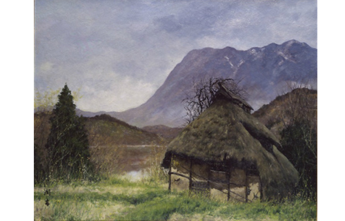 向井潤吉 秋風の中の水車 複製画 世田谷美術館 共同印刷 額装 限定