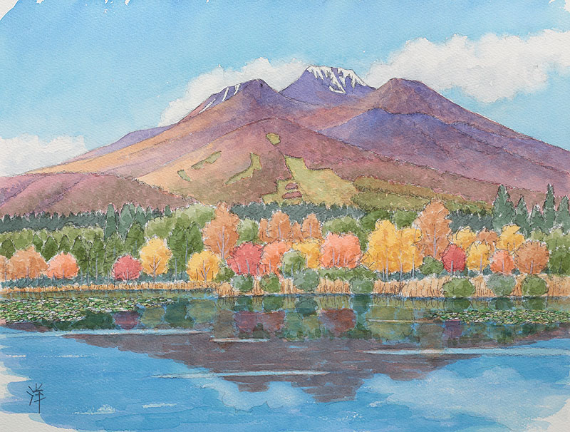 妙高山イラスト・秋（新潟県妙高市）