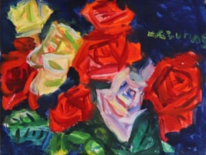 天地者 ☆中川一政☆ざくろ☆油彩画☆肉筆☆保証☆