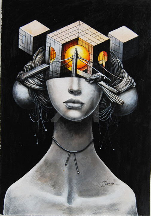 Pop Surreal Woman Art Conceptual Portrai, 絵画 Zhanna Ilieva