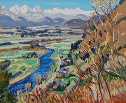 中村善策 「アルプスと安曇野」 油彩8号｜【Arts Ship】のむら画廊