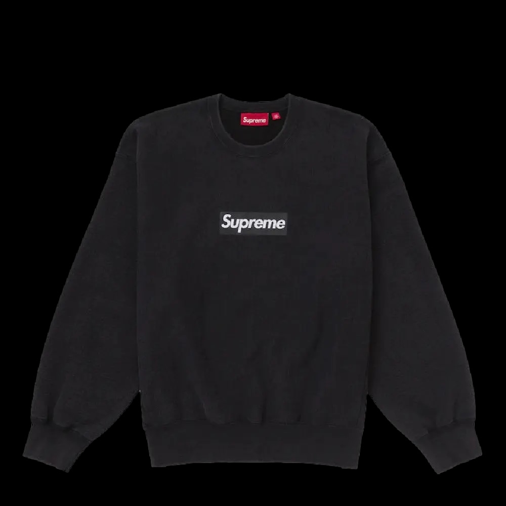 SUPREME WASHED BOX LOGO CREWNECK BLACK SS25 | AREA 02 — 亞洲指標