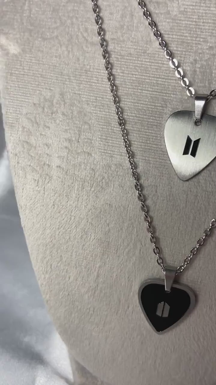BTS - SUGA Silver Guitar Pick Necklace 😍🫰 - BTS ARMY GIFT SHOP