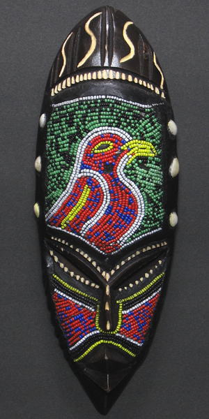 ビーズマスク<アフリカの仮面(木彫り)：アフリカ雑貨アザライ