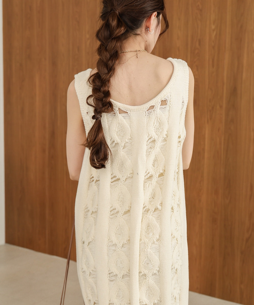 S・Mサイズ展開】ミックス編みニットワンピース