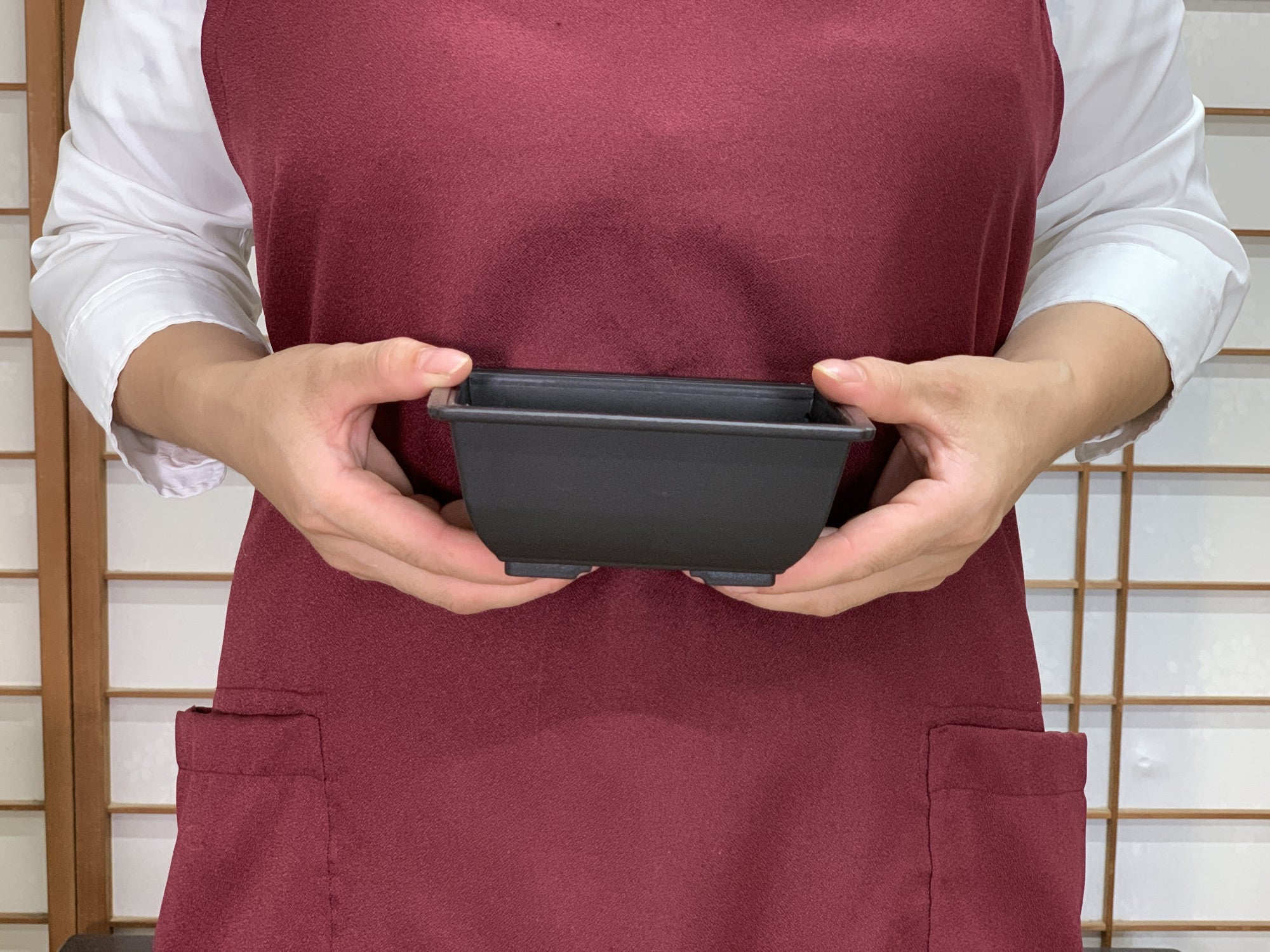 プラ鉢 4号 長角鉢 こげ茶 幅13.2cm×奥行9.6cm×高さ5.5cm の販売｜盆栽