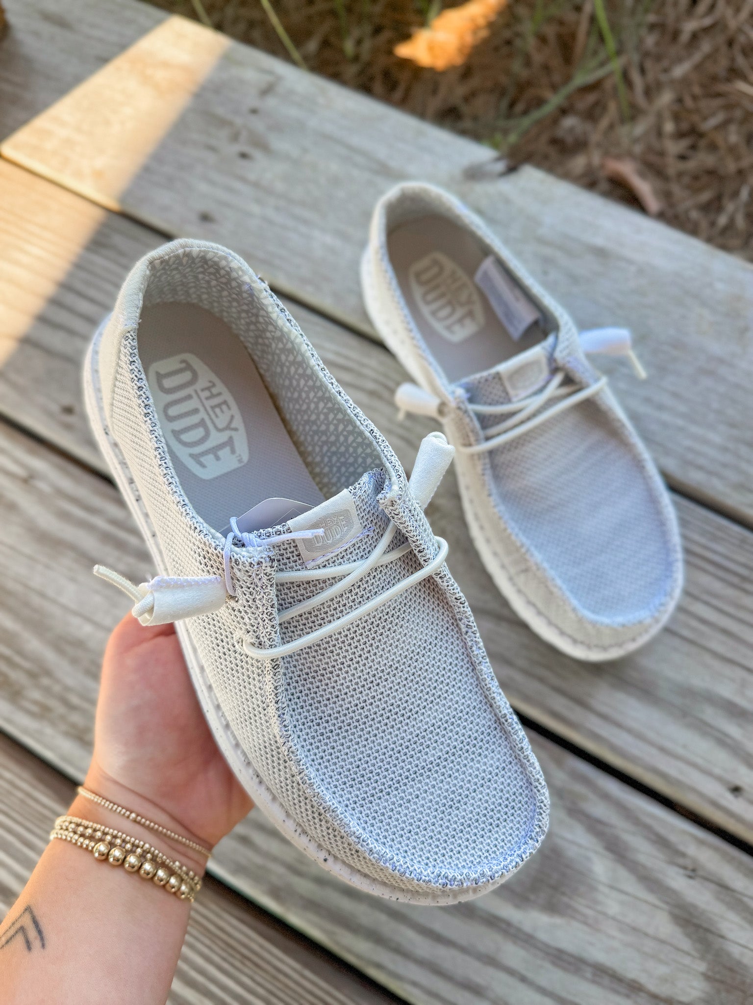 Women's Hey Dude Wendy Stretch Sox Stone White – Boot Country