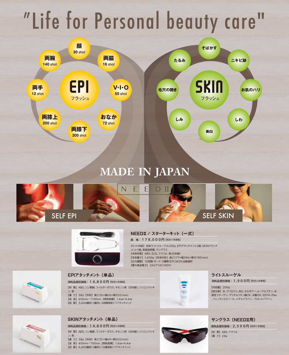 Need 光美容器 脱毛＆美顔器セット／動作OK・付属品完備・ホームケアに