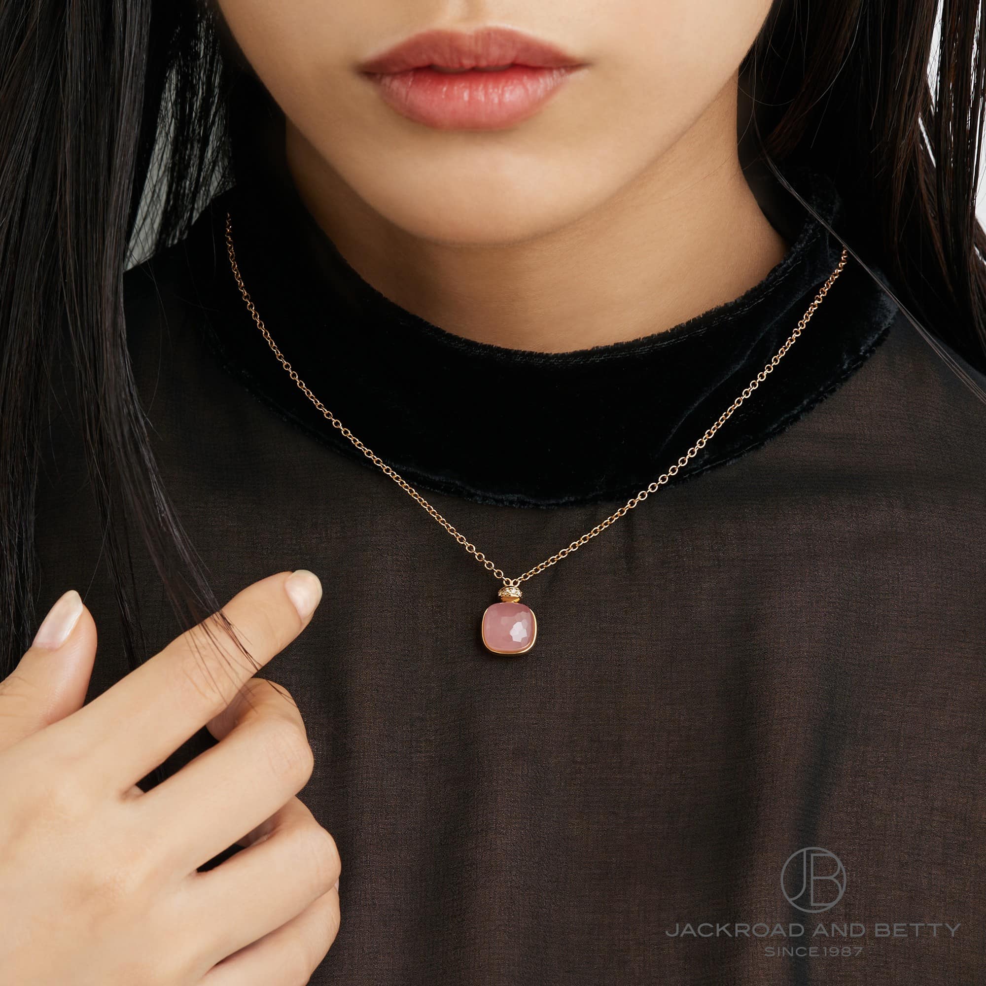 ローズクオーツ ヌード ネックレス[PCC2022_O7000_BRCQR_42] Rose