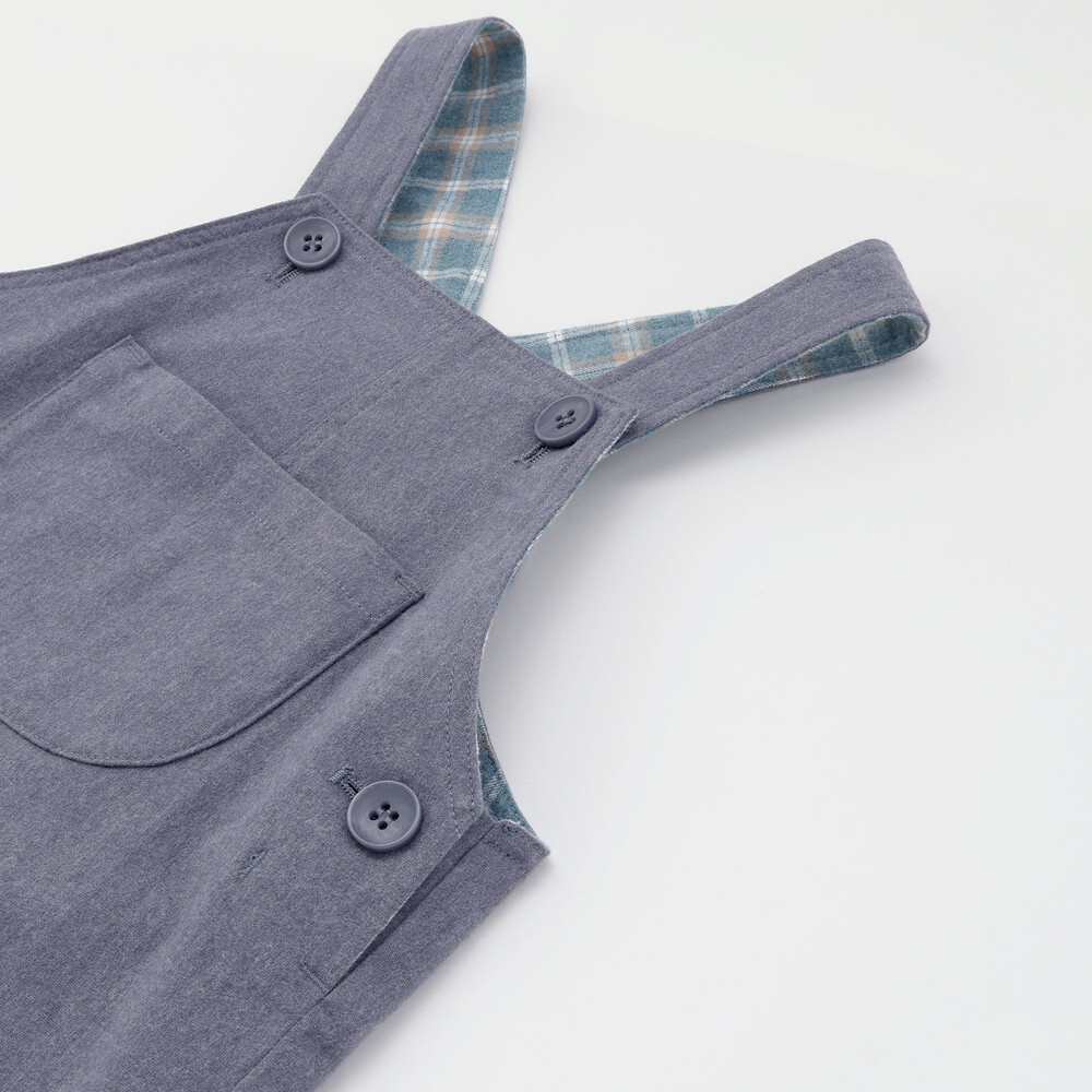 ネル起毛胸ポケットオーバーオール(80~100cm)(80cm ネイビー): ボトム