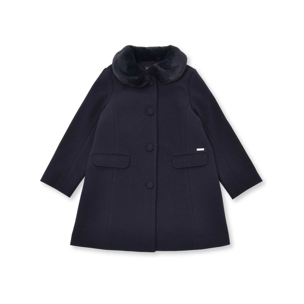 ウールライクくるみボタンファー襟コート(100~160cm)(100cm グレー