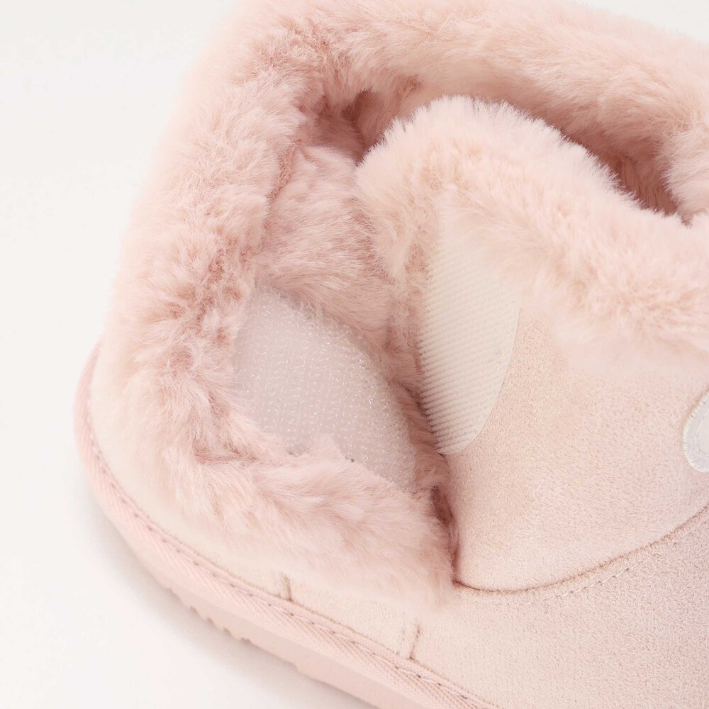 ウサギクマアニマル耳付きムートンブーツ(15~18cm)(14cm ベージュ