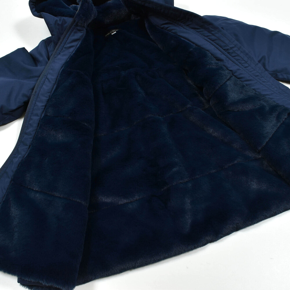 撥水加工】タフタ裏ファー中綿ブルゾン(80~150cm)(80cm ネイビー