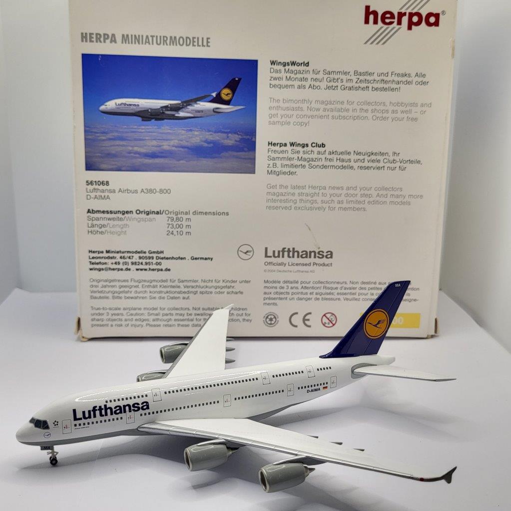 Herpa Wings 1:400 Lufthansa D-AIMA Airbus A380-800 - Bedfordshire
