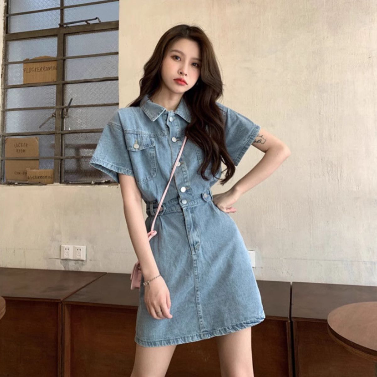 Dress/半袖デニムツイルミニワンピース ST/No.27902 – Belle Ćie