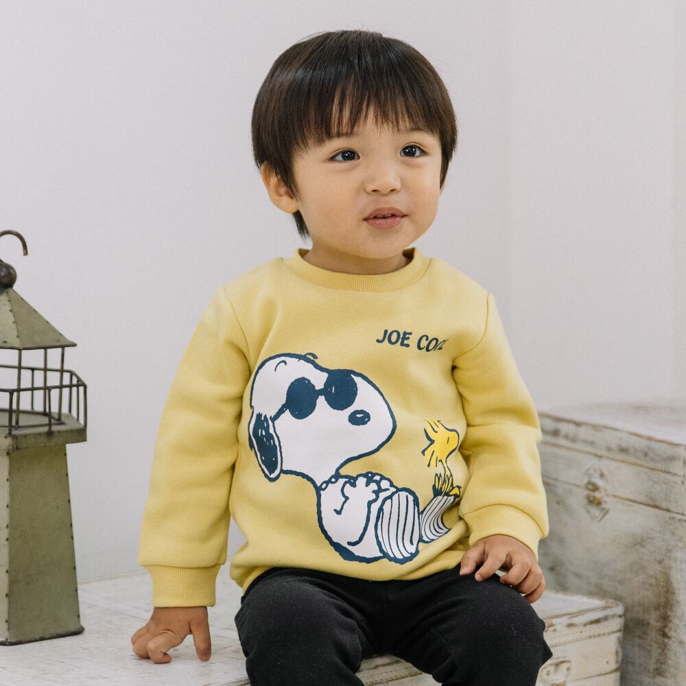 SNOOPY スヌーピー 長袖デイリートレーナー 起毛 サングラス イエロー