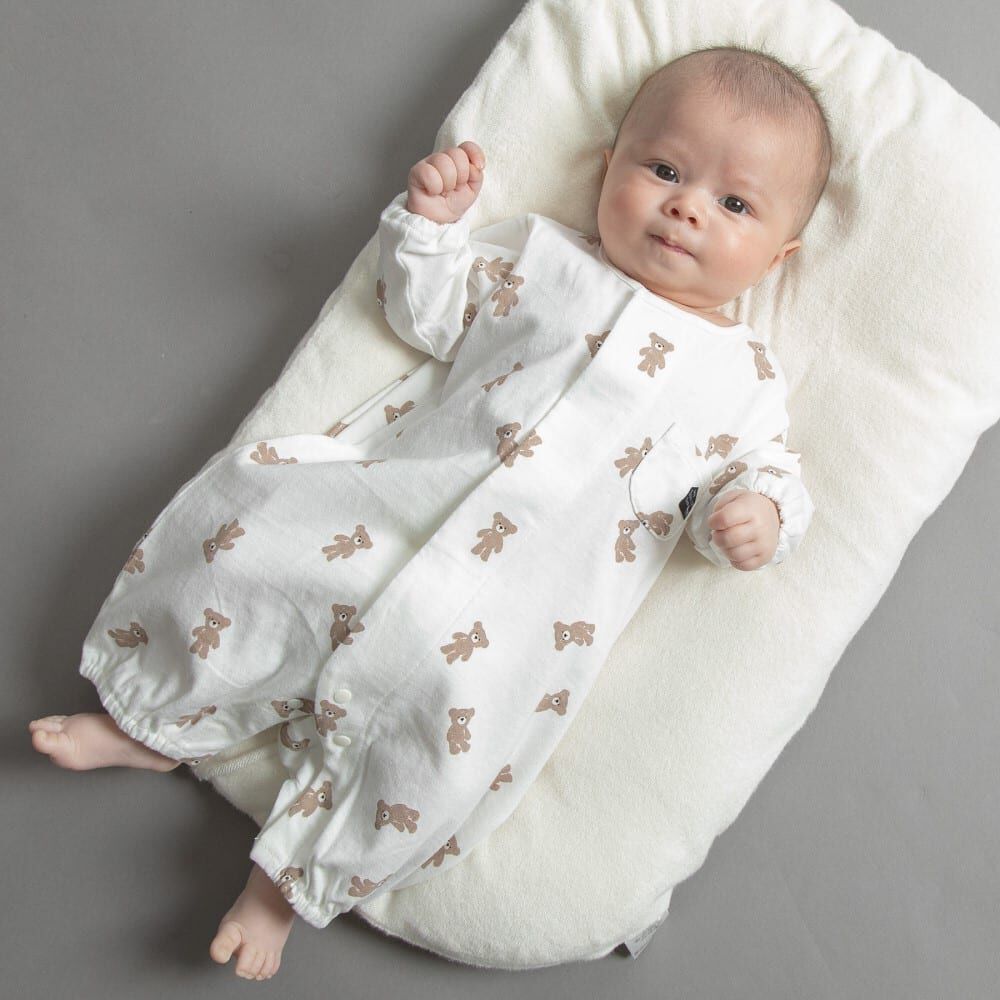 長袖前開きワンタッチロンパース クマ(ブラウン×60-70cm) ベビーザらス