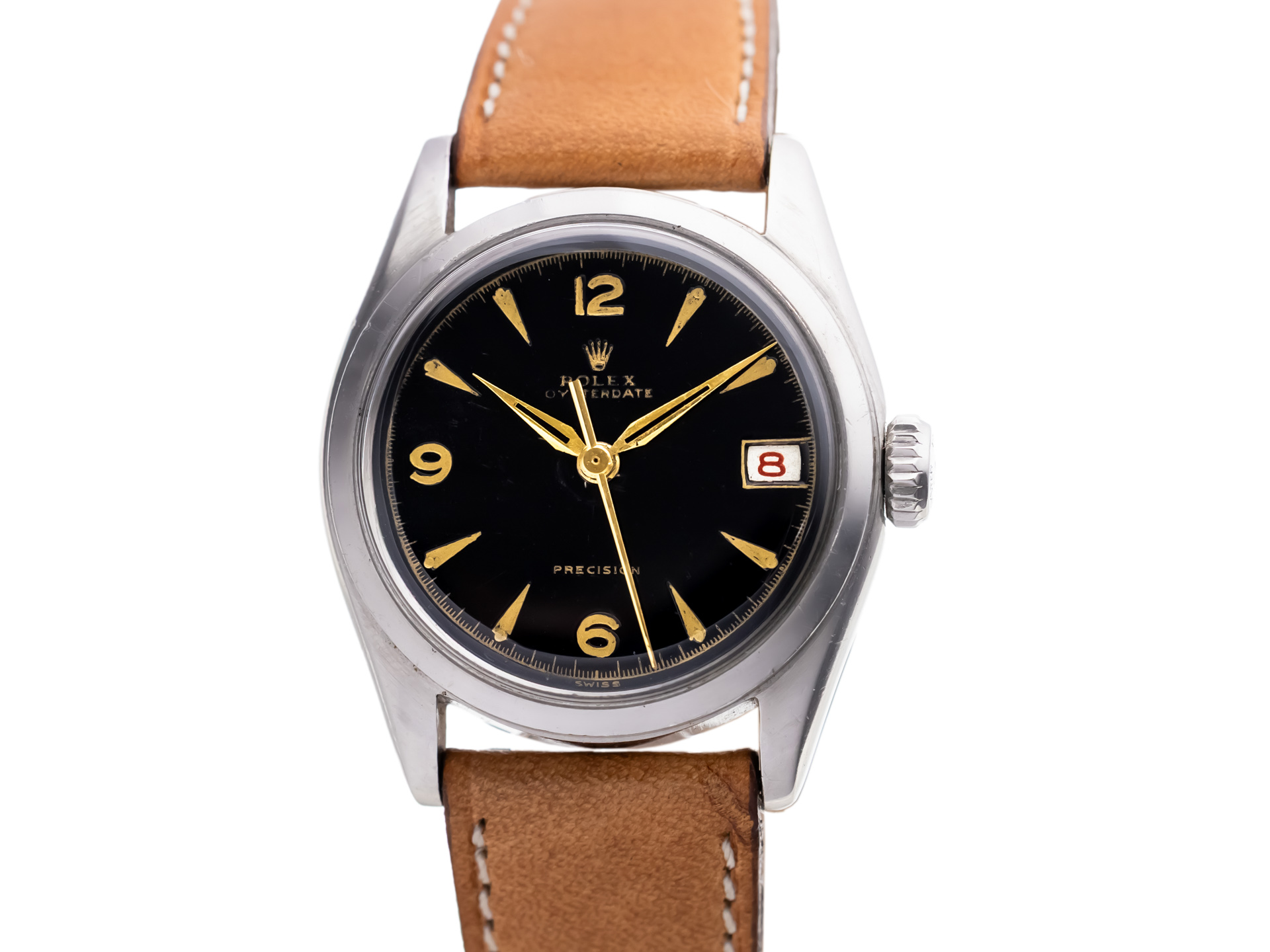 ROLEX PRECISION MEDIUM Ref 6066 Steel Date Black Dial Manual Bjj-1950