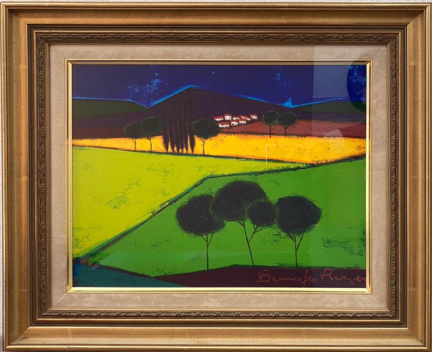 ロジェ・ボナフェ「斜面の村」の買取実績｜高知県安芸市 油絵・油彩画