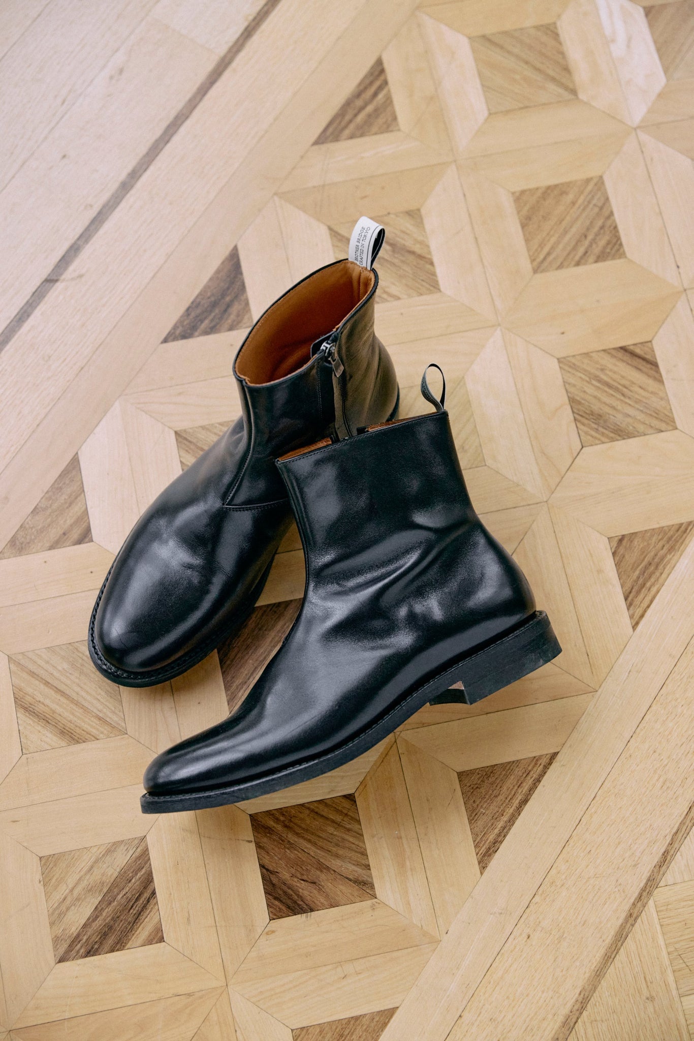 Brother Bridge】Judson Vintage Black Calf Side Zip Boots – Blue