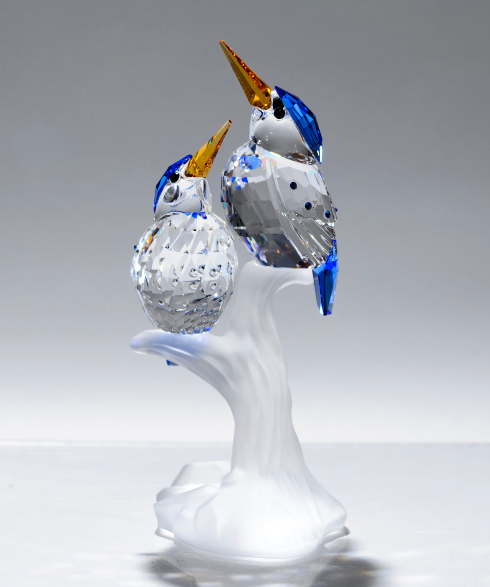 Quality Swarovski Crystal Glass Figure Of Malachite Kingfishers